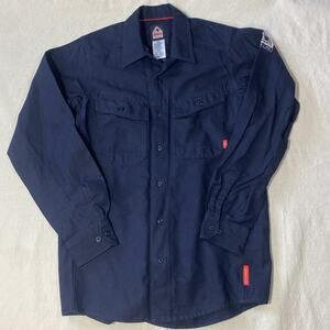 Bulwark FR Men’s Navy Blue Cat 2 Button Up Long Sleeve Shirt Size S NWOT